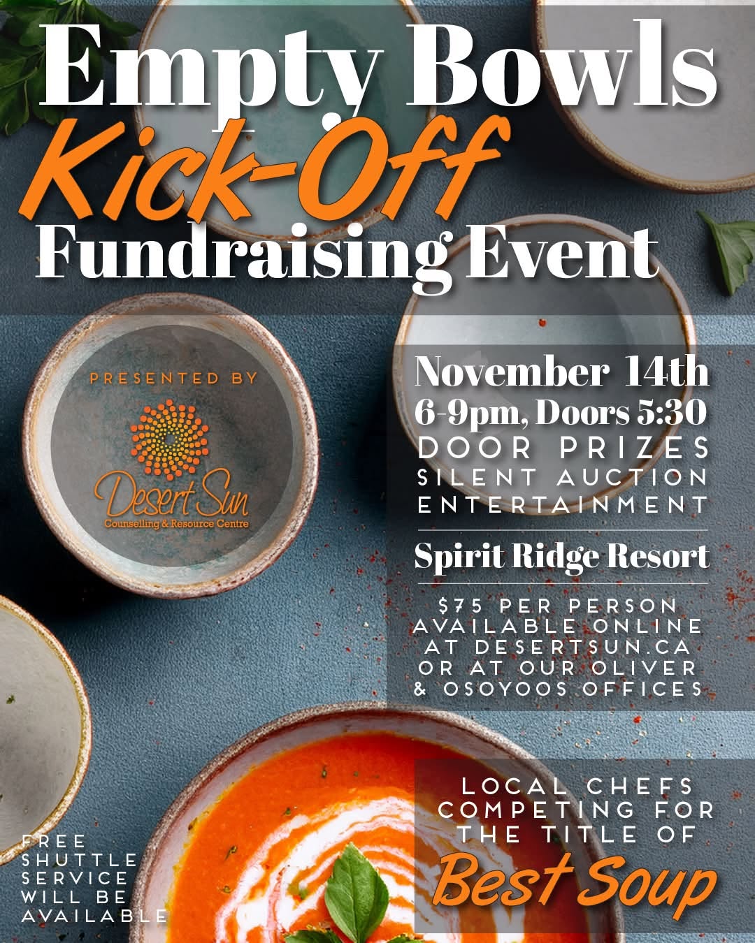 Empty Bowls Fundraiser @ Spirit Ridge Resort - Destination Osoyoos